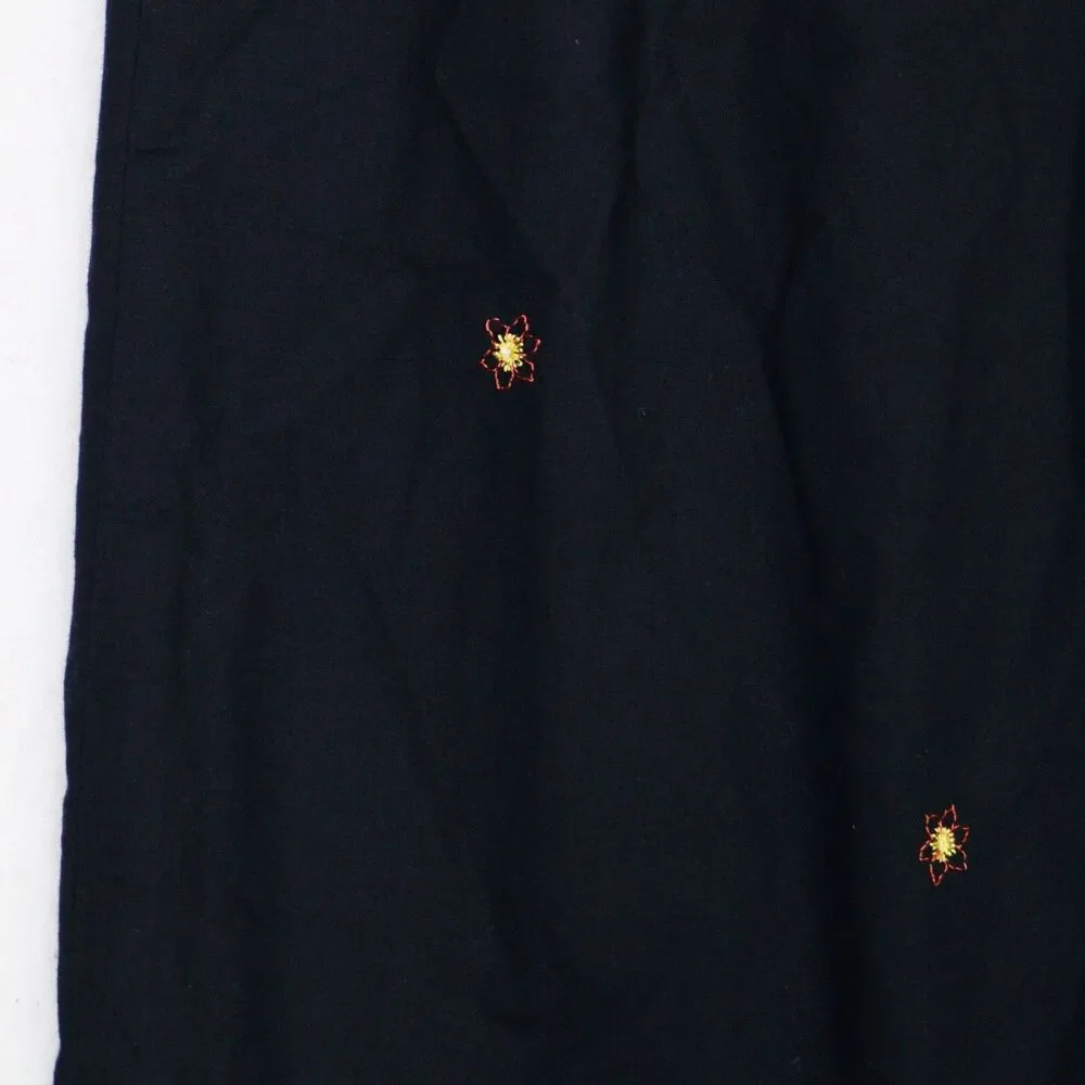 Annex Casual Corner Skirt Sz 1X Black‎ Midi Pull On Hawaiian Fruit Embroidered